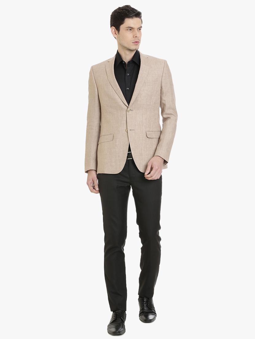 brown linen formal blazer - 15240481 - Zoom Image - 4