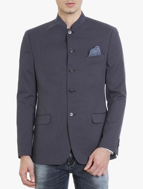 navy blue polyester casual blazer - 15240483 - Standard Image - 1