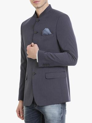 navy blue polyester casual blazer - 15240483 - Standard Image - 2
