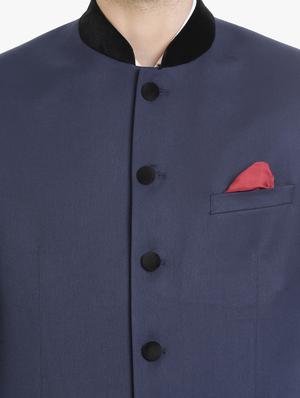 navy blue polyester casual blazer - 15240484 - Standard Image - 5