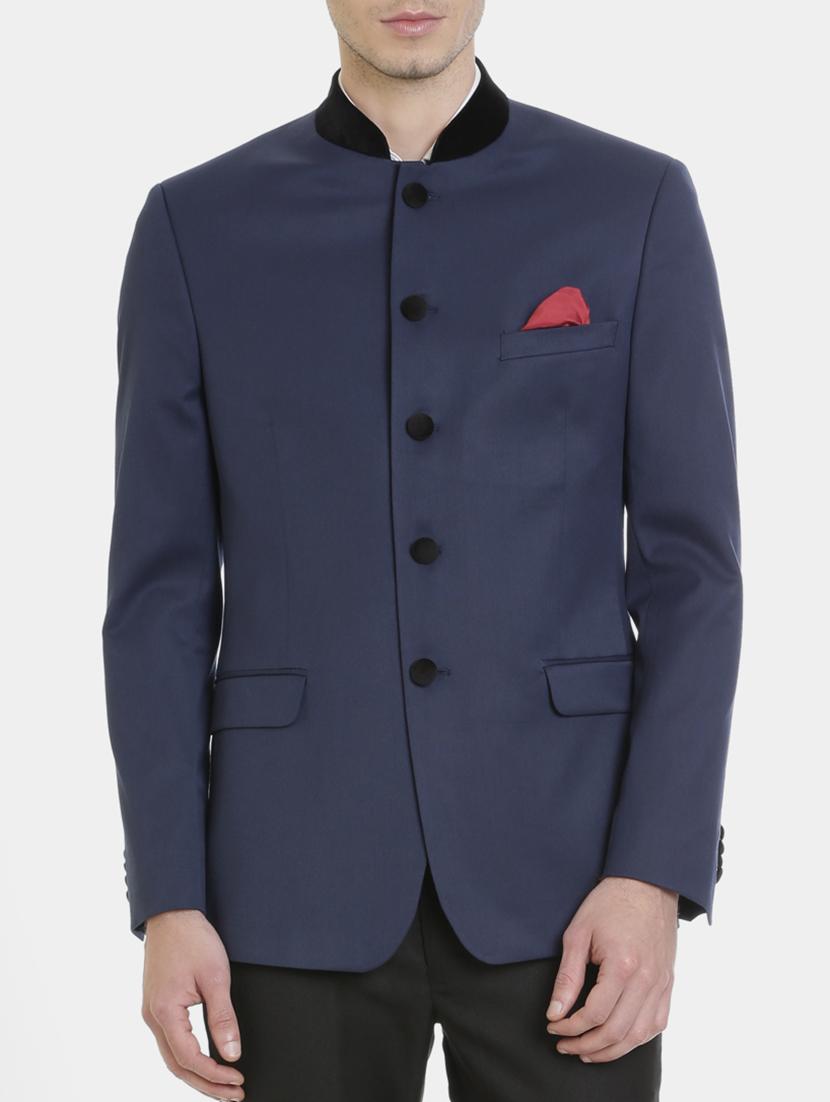 navy blue polyester casual blazer - 15240484 - Zoom Image - 1