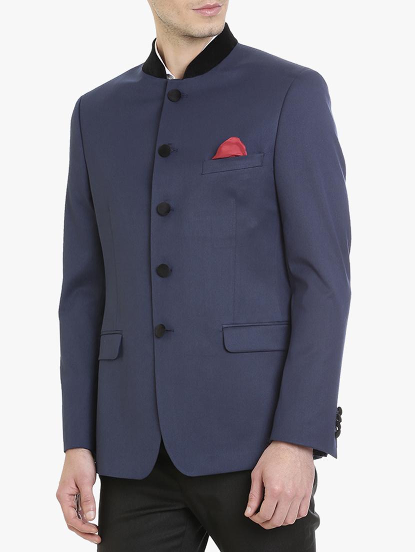 navy blue polyester casual blazer - 15240484 - Zoom Image - 2