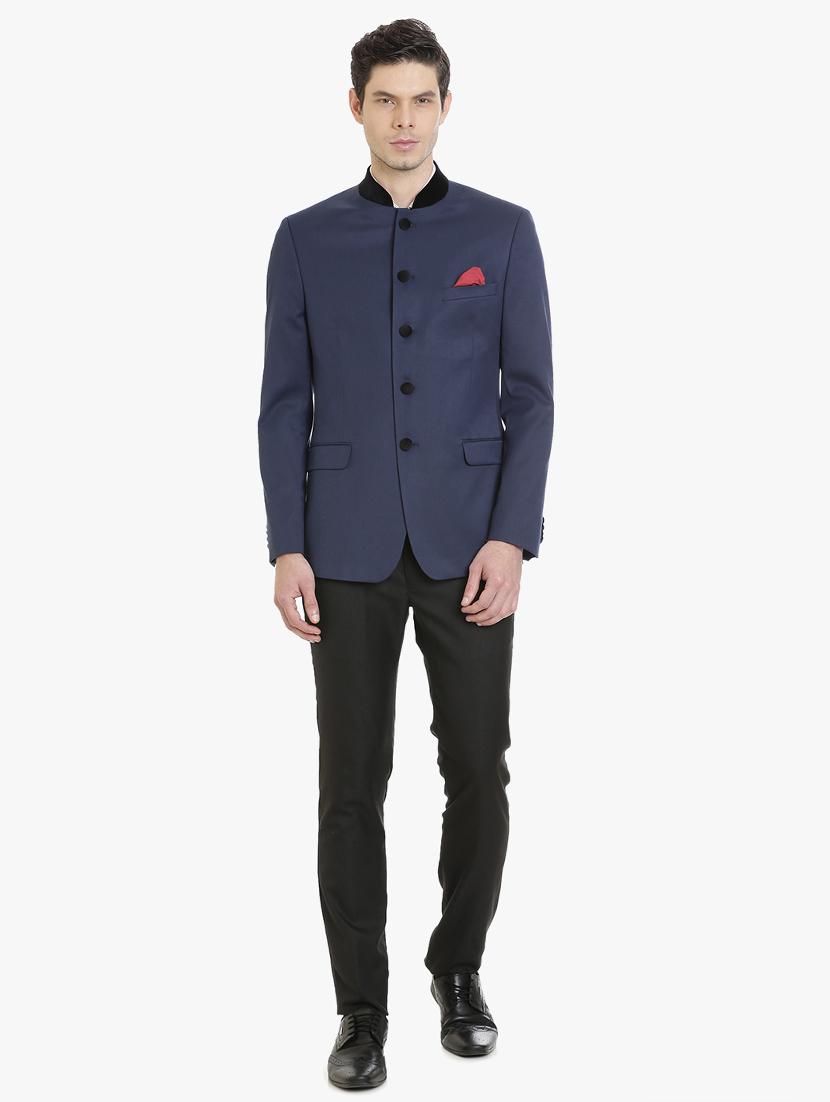 navy blue polyester casual blazer - 15240484 - Zoom Image - 4