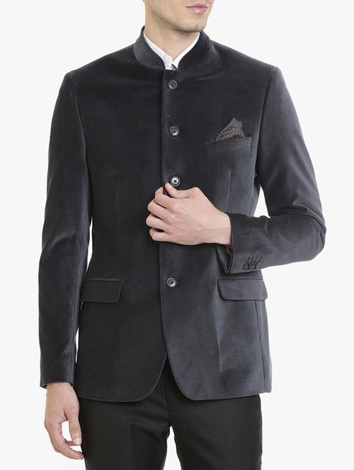 grey cotton casual blazer - 15240486 - Standard Image - 1