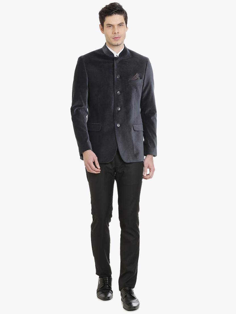 grey cotton casual blazer - 15240486 - Zoom Image - 4