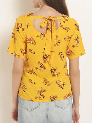 floral back tie up detail top - 15240594 - Standard Image - 3