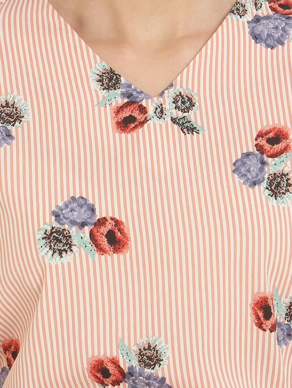 floral striped belted high low top - 15240617 - Zoom Image - 4