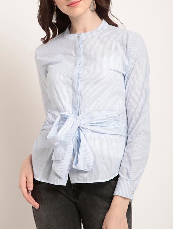 tie knot front striped top - 15240627 - Zoom Image - 1