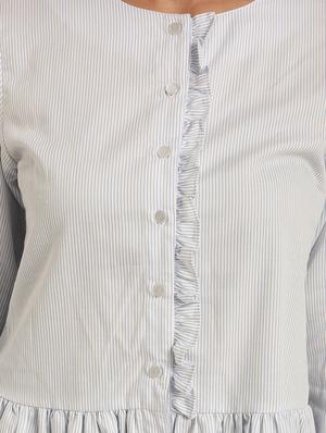 striped frill detail ruffled hem top - 15240673 - Standard Image - 4