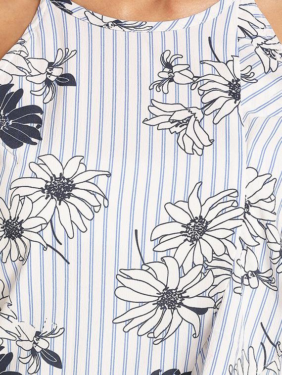 floral striped ruffled hem top - 15240683 - Zoom Image - 4