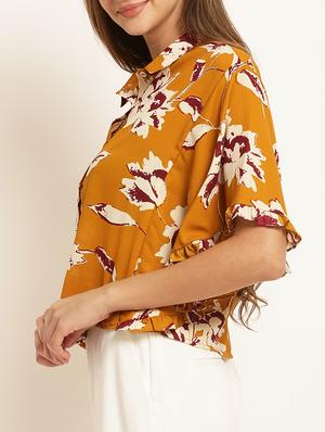 ruffle detail bell sleeved top - 15240689 - Standard Image - 2