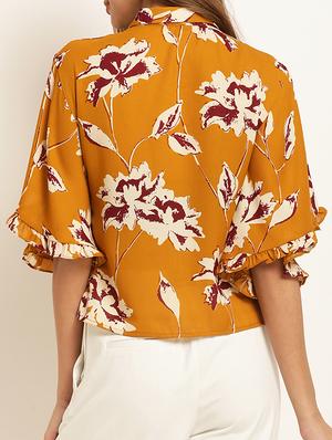 ruffle detail bell sleeved top - 15240689 - Standard Image - 3
