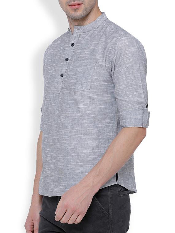 blue cotton short kurta - 15240850 - Zoom Image - 2