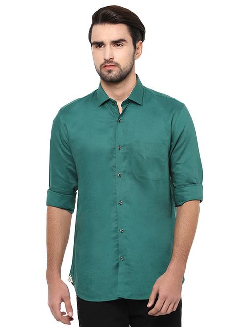 green cotton blend casual shirt - 15241212 - Very Small Image - 1