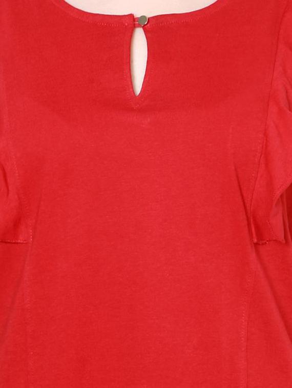 ruffle detail key hole neck top - 15241712 - Zoom Image - 3