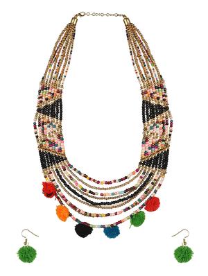 black wool necklaces and earring - 15242188 - Standard Image - 2