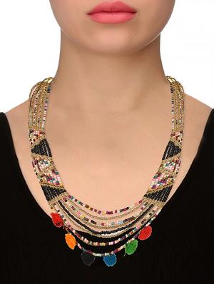 black wool necklaces and earring - 15242188 - Standard Image - 5