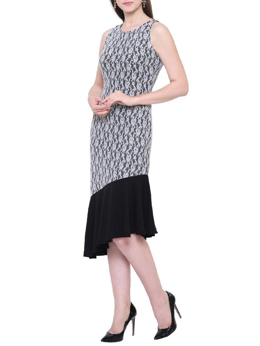 floral lace asymmetric dress - 15242197 - Zoom Image - 2