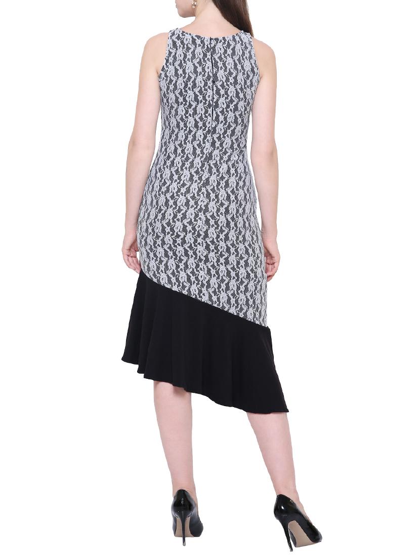 floral lace asymmetric dress - 15242197 - Zoom Image - 3