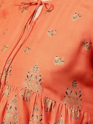 block print flared kurti - 15242590 - Standard Image - 4