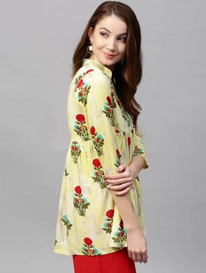 floral printed flared kurti - 15242629 - Standard Image - 2