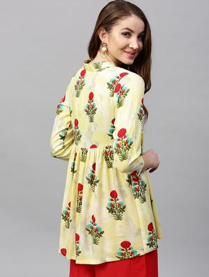 floral printed flared kurti - 15242629 - Standard Image - 3