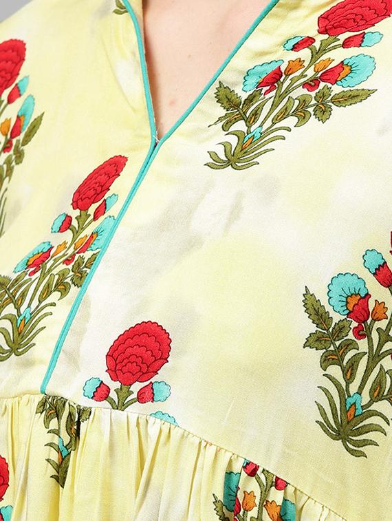 floral printed flared kurti - 15242629 - Zoom Image - 4