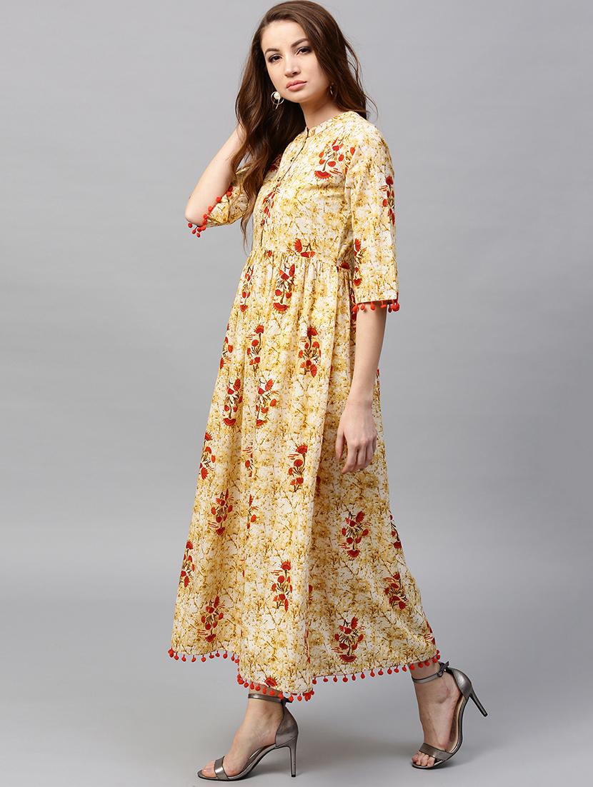 pom pom detail flared kurta - 15242638 - Zoom Image - 2