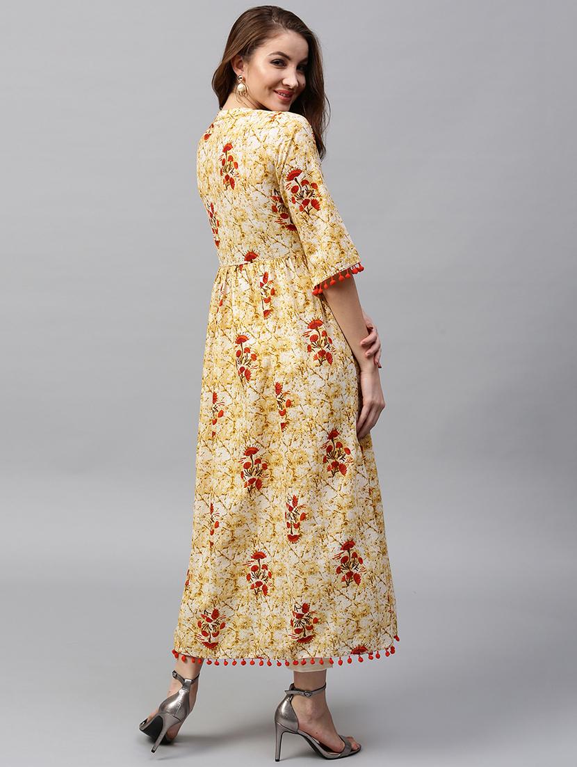 pom pom detail flared kurta - 15242638 - Zoom Image - 4