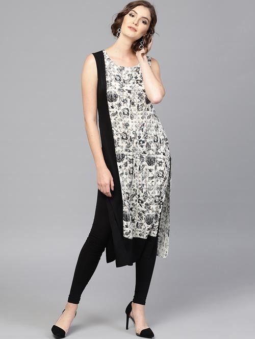 black cotton straight kurta - 15242639 - Standard Image - 1