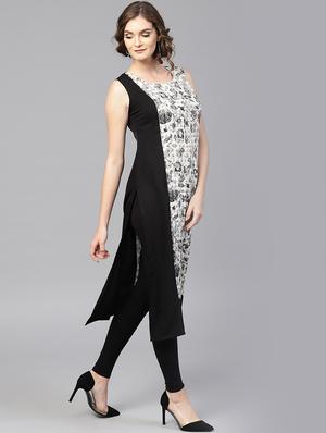 black cotton straight kurta - 15242639 - Standard Image - 2