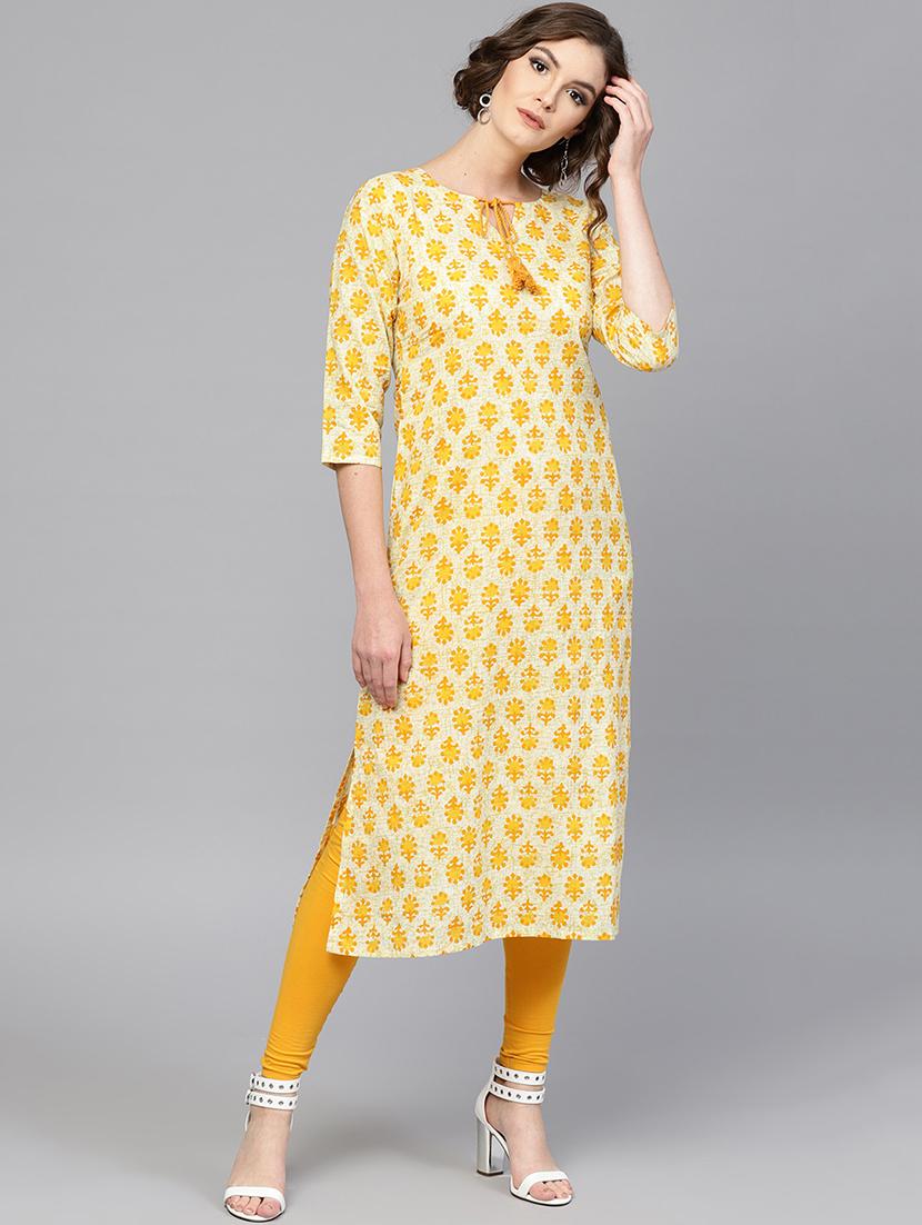 printed straight kurta - 15242641 - Zoom Image - 1