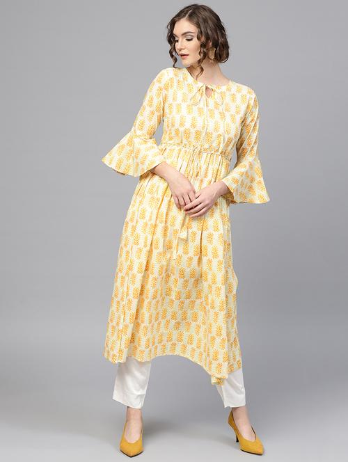 bell sleeves flared kurta - 15242647 - Standard Image - 1