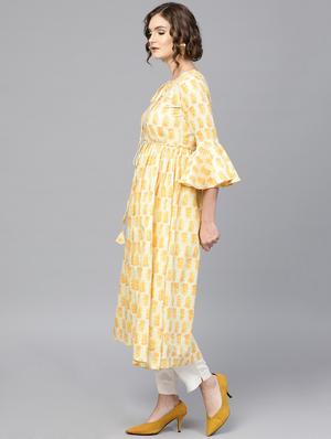 bell sleeves flared kurta - 15242647 - Standard Image - 3