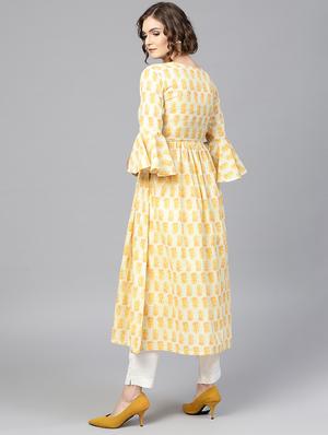 bell sleeves flared kurta - 15242647 - Standard Image - 4