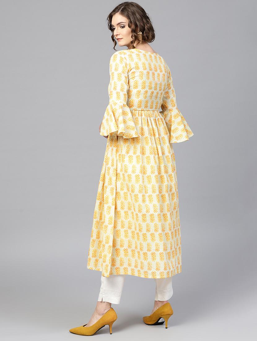 bell sleeves flared kurta - 15242647 - Zoom Image - 4