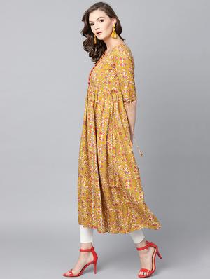 printed flared kurta - 15242663 - Standard Image - 3