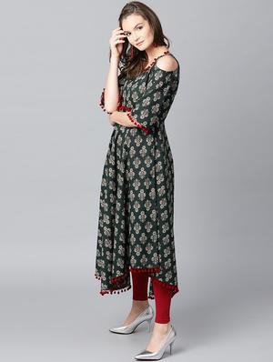 pom pom detail flared kurta - 15242673 - Standard Image - 2