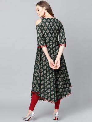pom pom detail flared kurta - 15242673 - Standard Image - 3