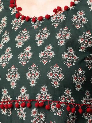 pom pom detail flared kurta - 15242673 - Standard Image - 4