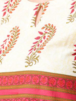 cream cotton flared kurta - 15242683 - Standard Image - 4
