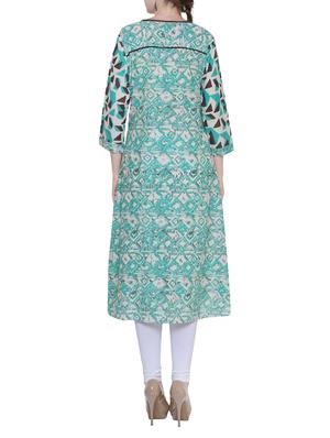 blue cotton a-line kurta - 15242938 - Standard Image - 3