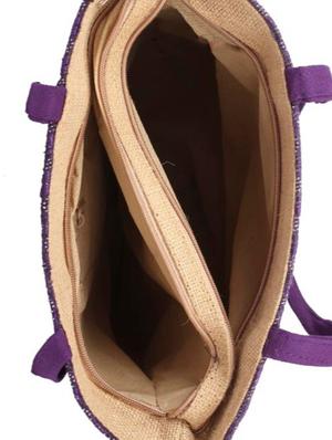 purple jute regular handbag - 15243257 - Standard Image - 3