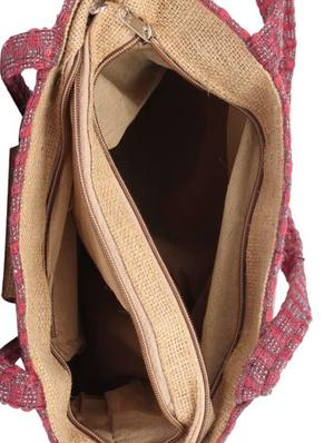 pink jute regular handbag - 15243274 - Standard Image - 3