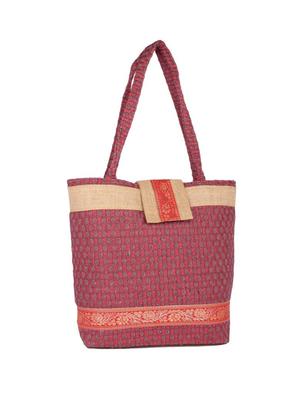 pink jute regular handbag - 15243274 - Standard Image - 4