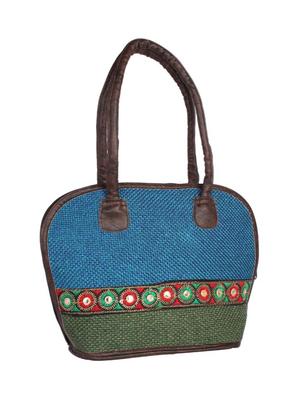 blue jute regular handbag - 15243291 - Standard Image - 4