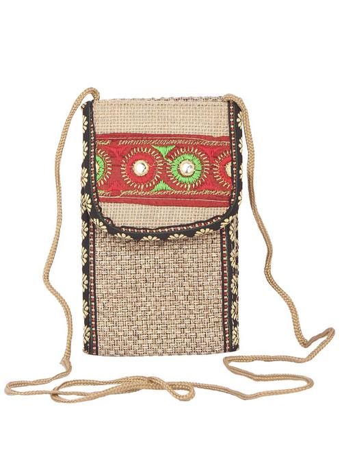 beige jute regular sling bag - 15243373 - Very Small Image - 1