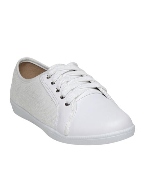 white faux leather laceup sneakers - 15243557 - Standard Image - 1