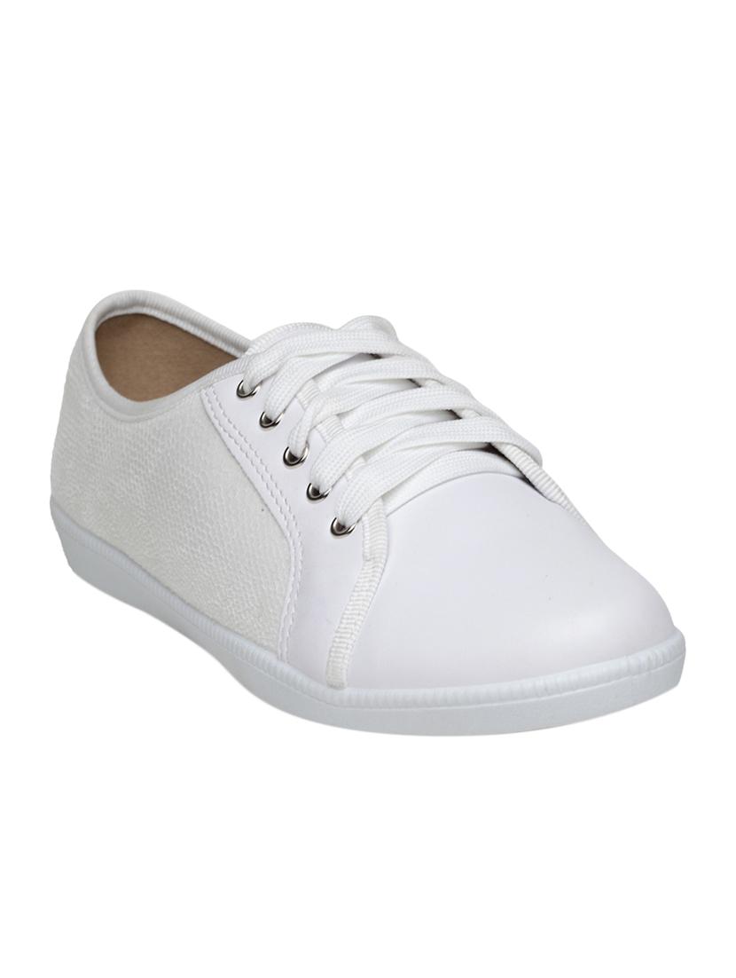 white faux leather laceup sneakers - 15243557 - Zoom Image - 1