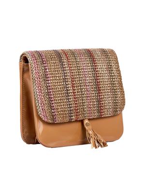 brown jute regular sling bag - 15243988 - Standard Image - 4
